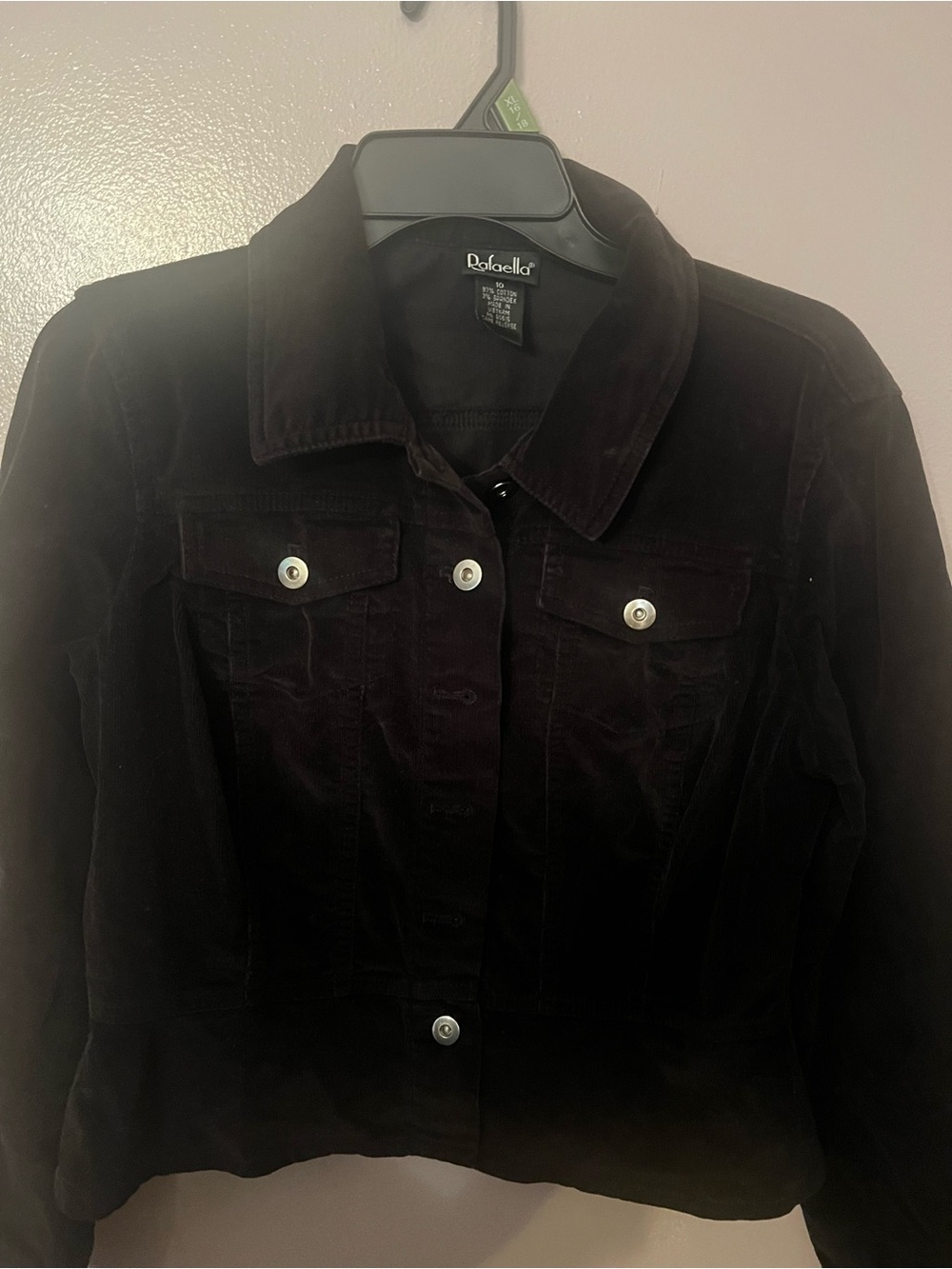 Rafaella Deep Black Velvet Trucker Jacket Ex. Cond. Size 10